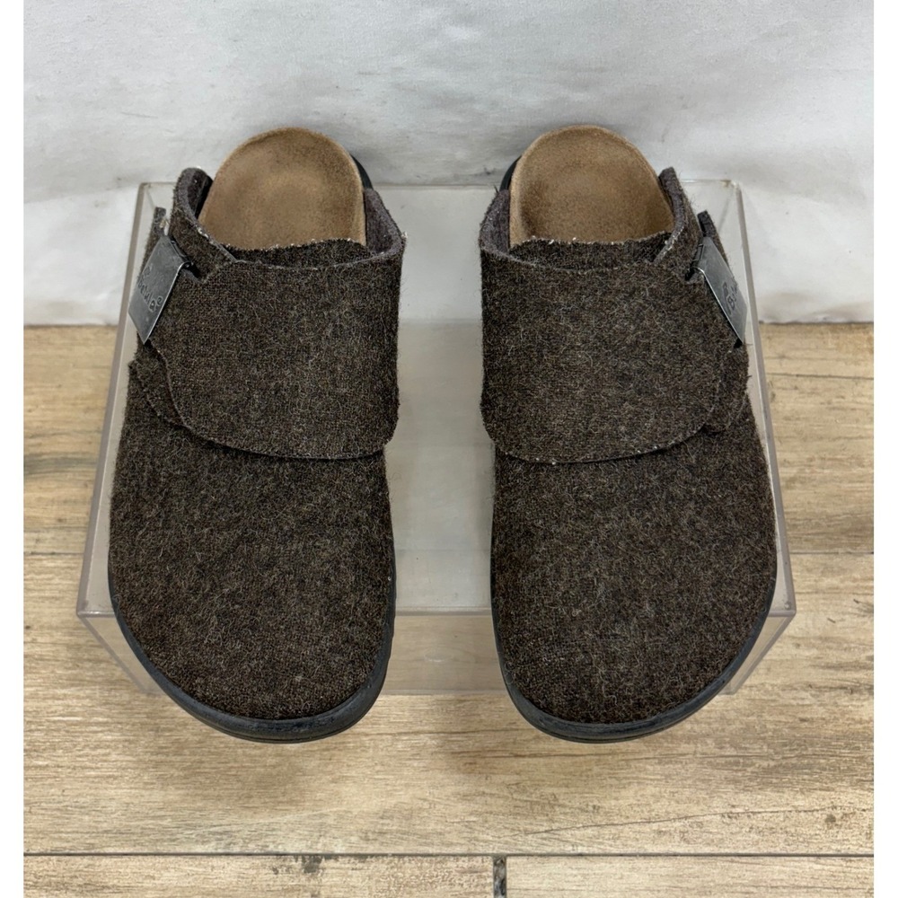 Men's Betula Brown Wool Blend Clogs Adjustable Buckle‎ Slip On Comfort Slides